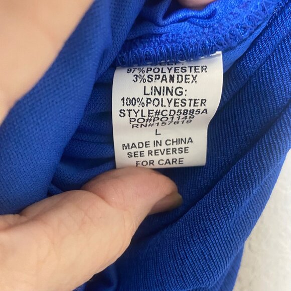 One-Shoulder Ruched Royal Blue Midi Dress By Cloud Ten Size L Stretch Party - Picture 8 of 13